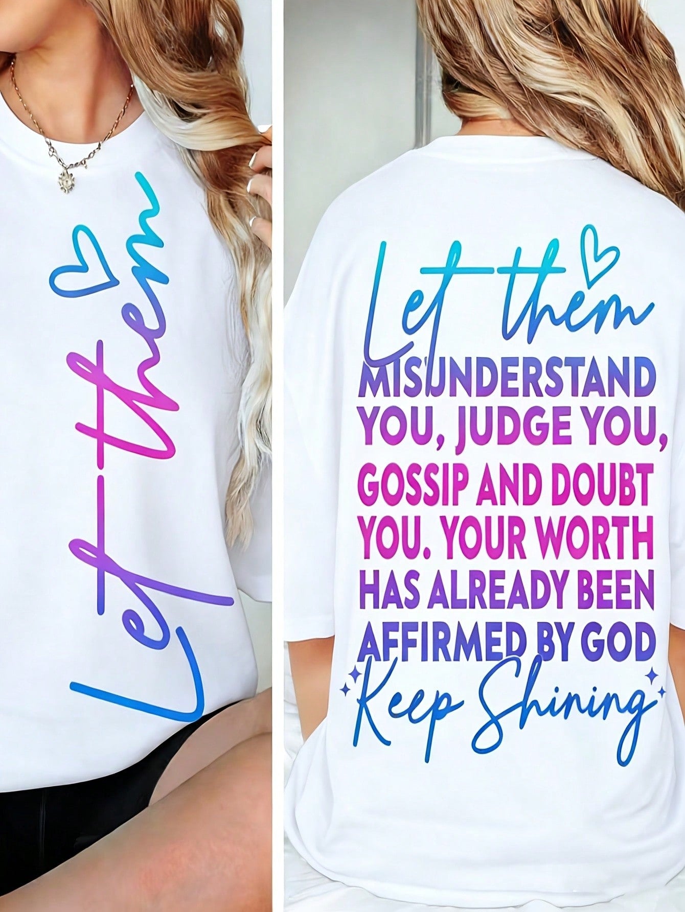 Women's T-Shirt - "Let Them Misunderstand You" Letter Print Round Neck Tee
