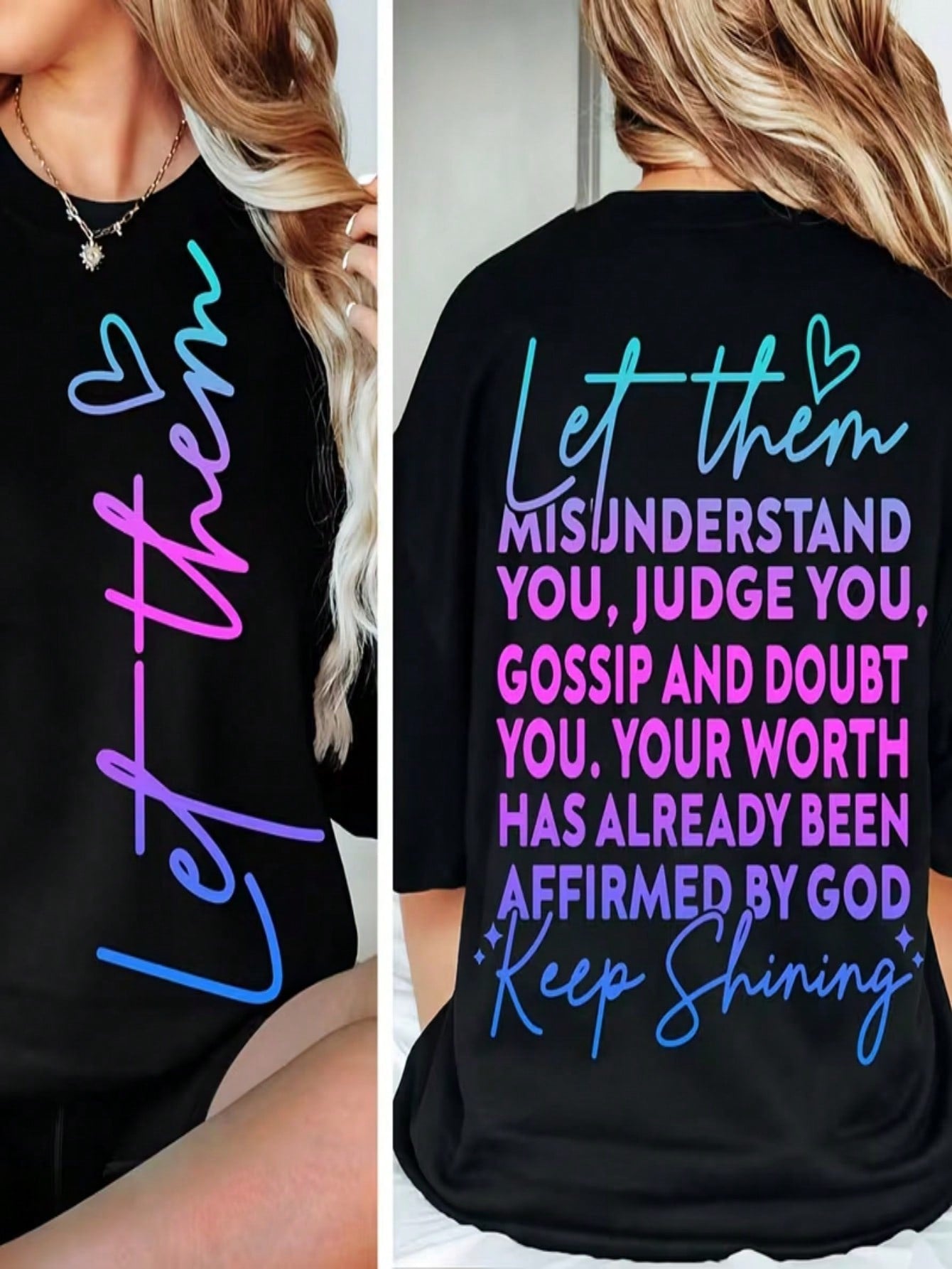 Women's T-Shirt - "Let Them Misunderstand You" Letter Print Round Neck Tee