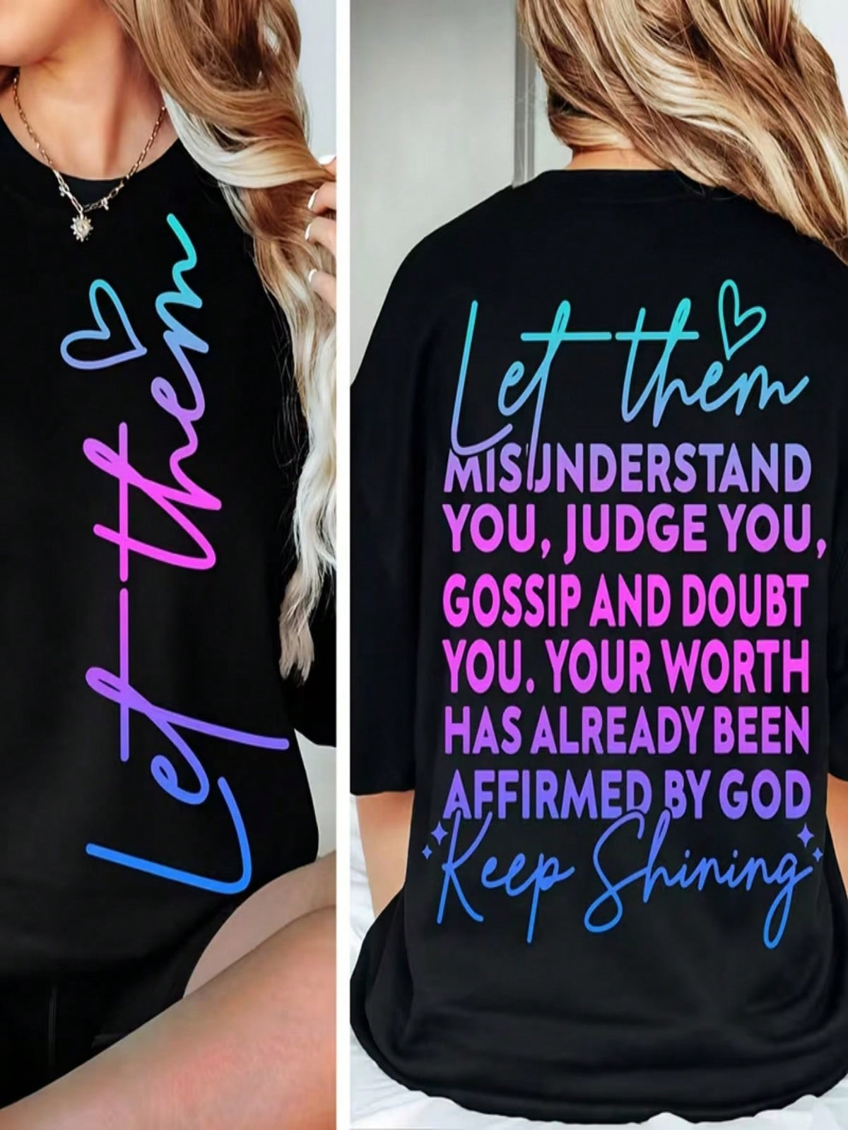Women's T-Shirt - "Let Them Misunderstand You" Letter Print Round Neck Tee