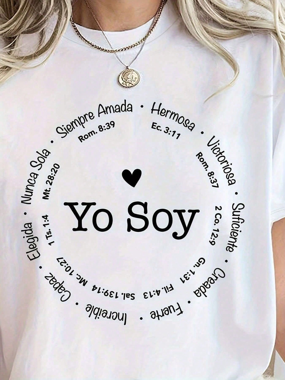 Oversized "YO SOY" T-Shirt For Women - Loose Fit Biblical Verse Design In Spanish, Inspirational Affirmations,Round Neck, Short Sleeve