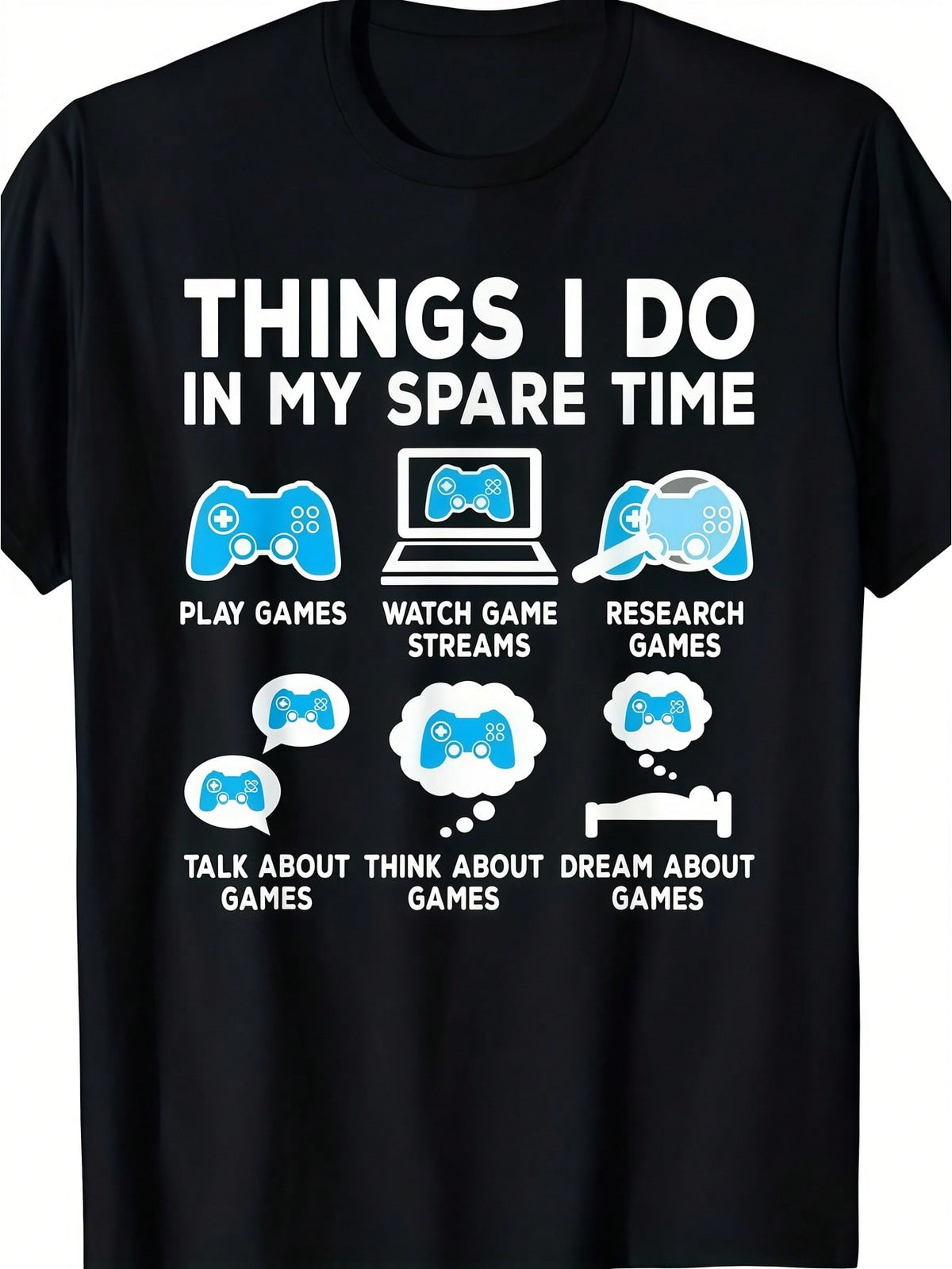 Men's Clothing Gaming Graphics Printed Black Tshirt, Graphic Tee, Summer Tops, Shirt, Unisex Casual Crew Neck Tshirt