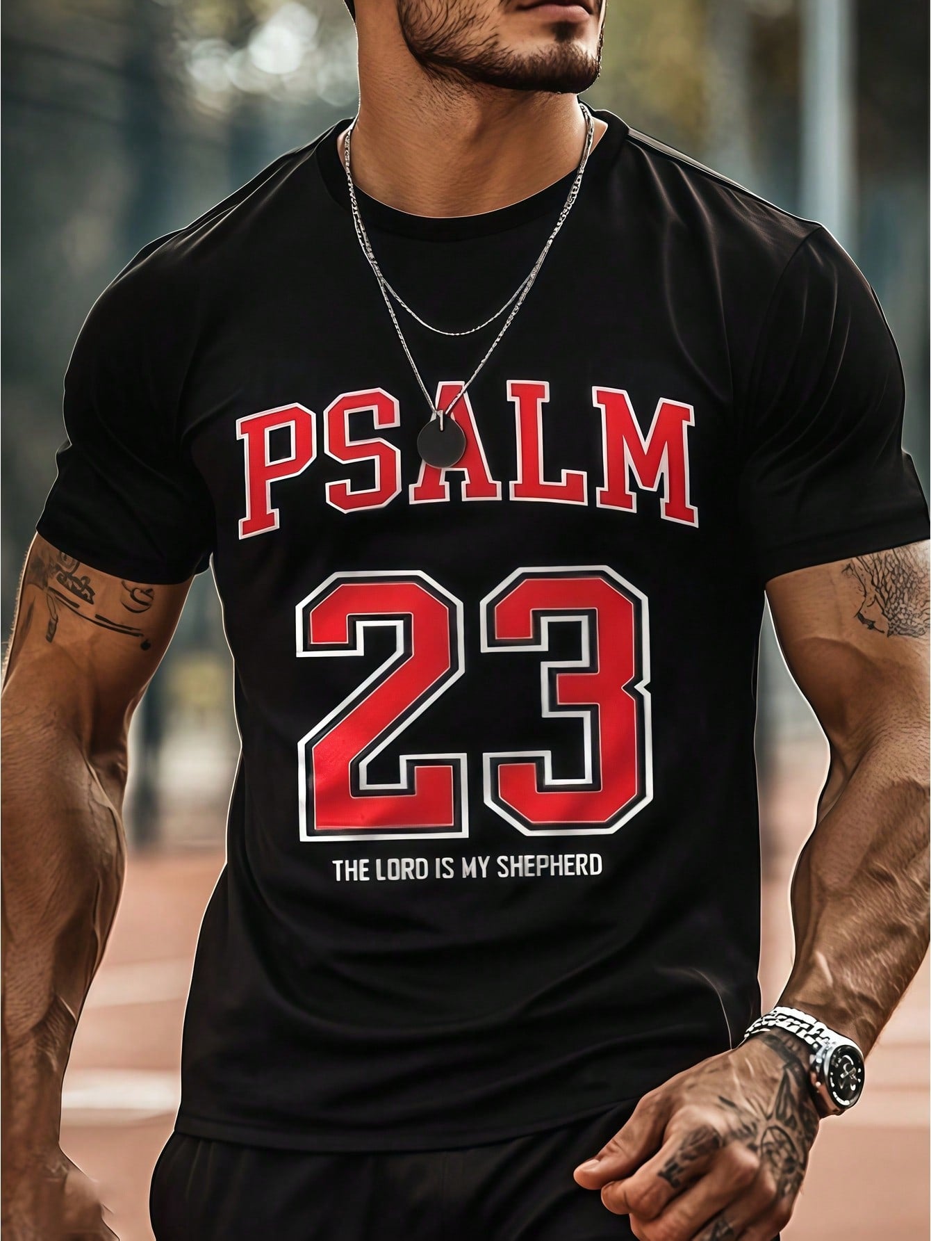 Men's Clothing Psalm 23 Printed Black Tshirt, Graphic Tee, Summer Tops, Shirt, Unisex Casual Crew Neck Tshirt, Plus Size Men's 5XL, Lightweight