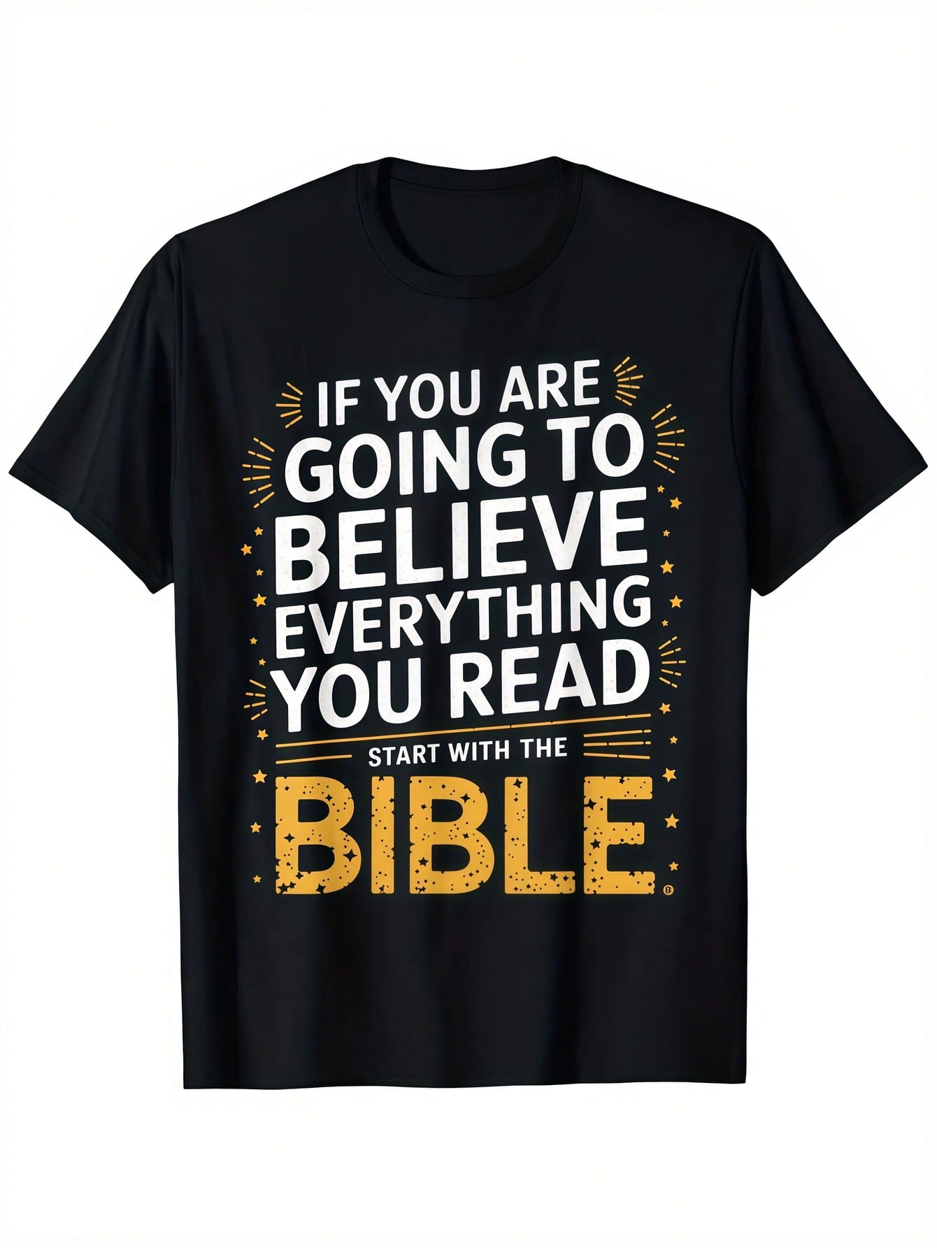 Men's Clothing Bible Text Printed Black Tshirt, Graphic Tee, Summer Tops, Shirt, Unisex Casual Crew Neck Tshirt, Lightweight