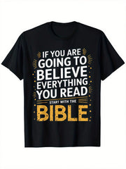 Men's Clothing Bible Text Printed Black Tshirt, Graphic Tee, Summer Tops, Shirt, Unisex Casual Crew Neck Tshirt, Lightweight