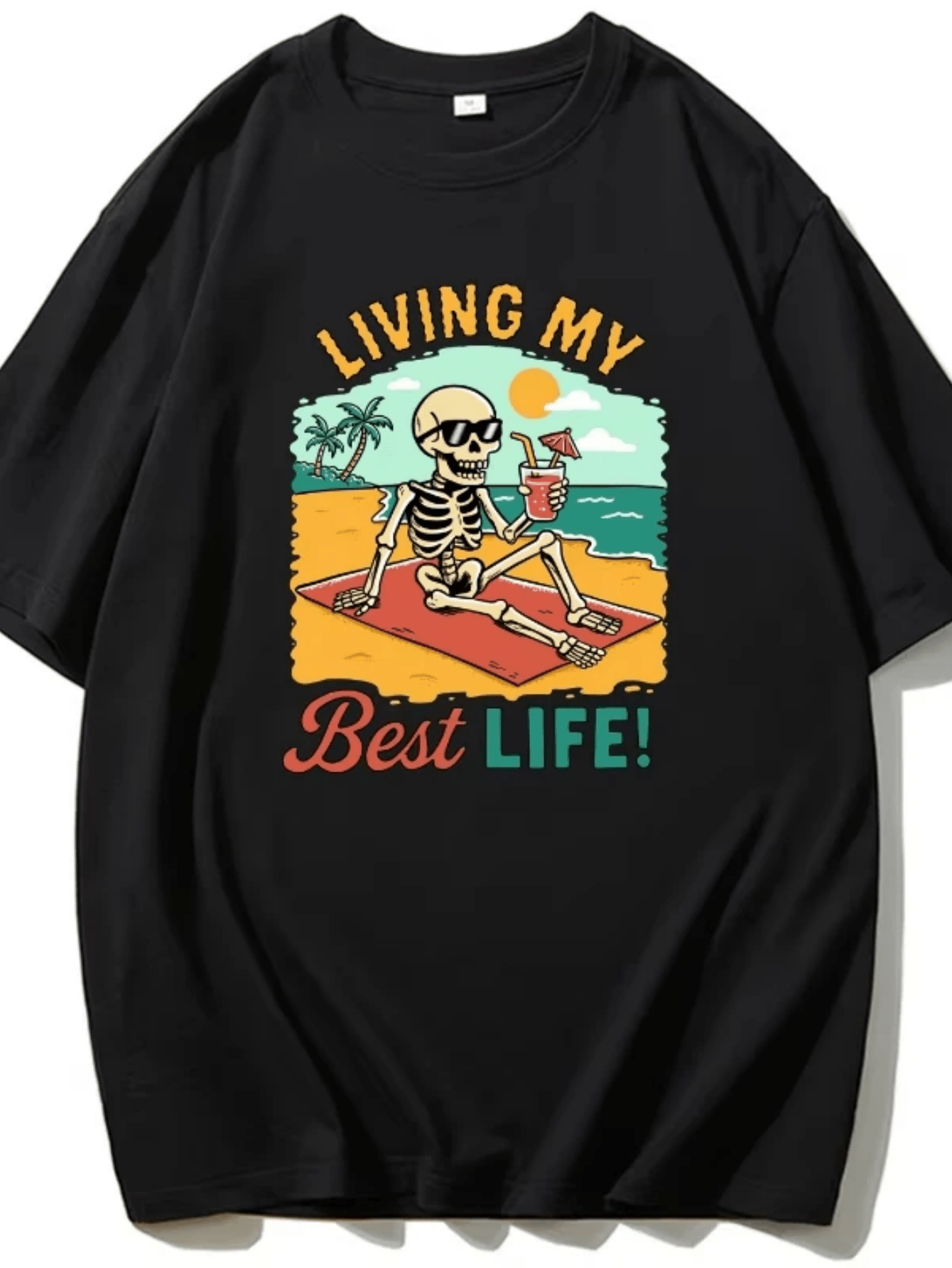 Summer New Skull Humorous Printed Cotton T-Shirt Couple Short-Sleeved Men's And Women's Tops