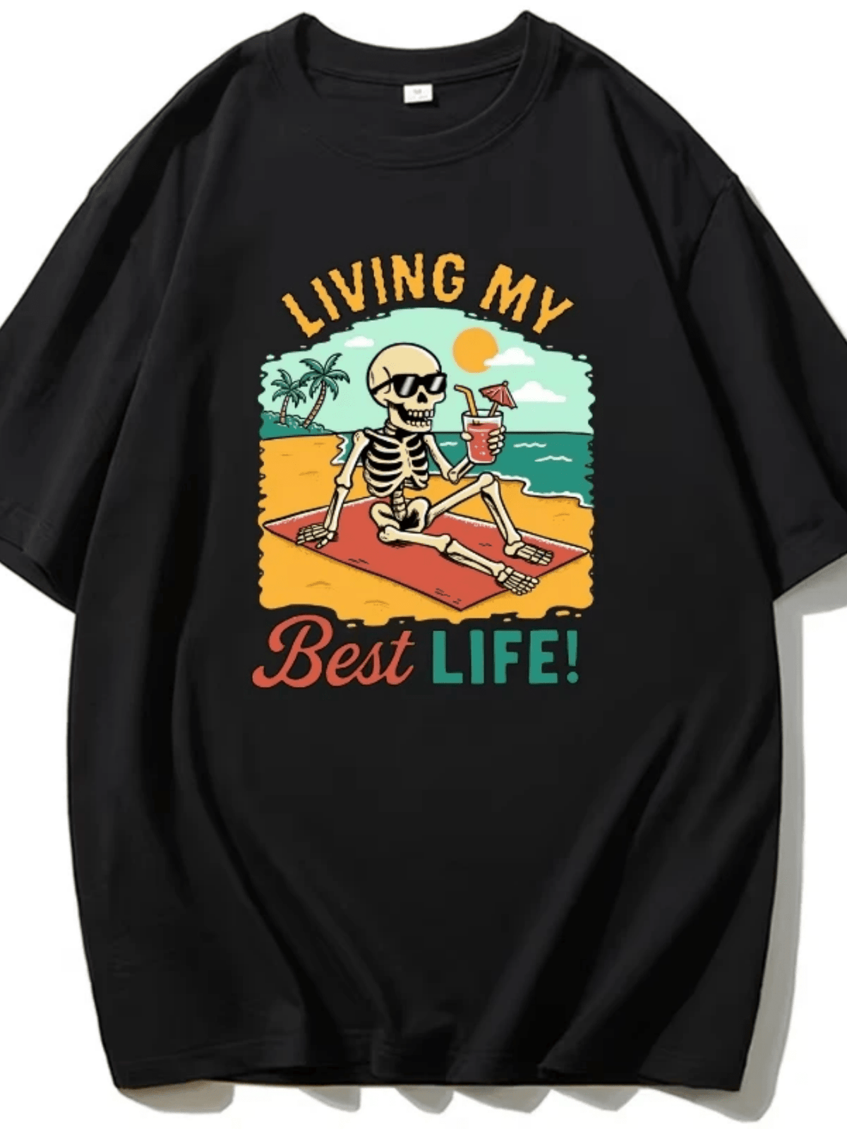 Summer New Skull Humorous Printed Cotton T-Shirt Couple Short-Sleeved Men's And Women's Tops
