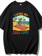 Summer New Skull Humorous Printed Cotton T-Shirt Couple Short-Sleeved Men's And Women's Tops