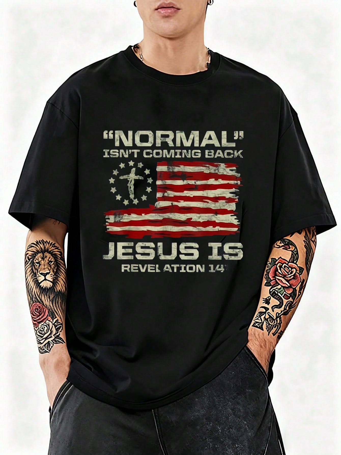 Normal Isn't Coming Back Jesus Is Christian American Flag T-Shirt