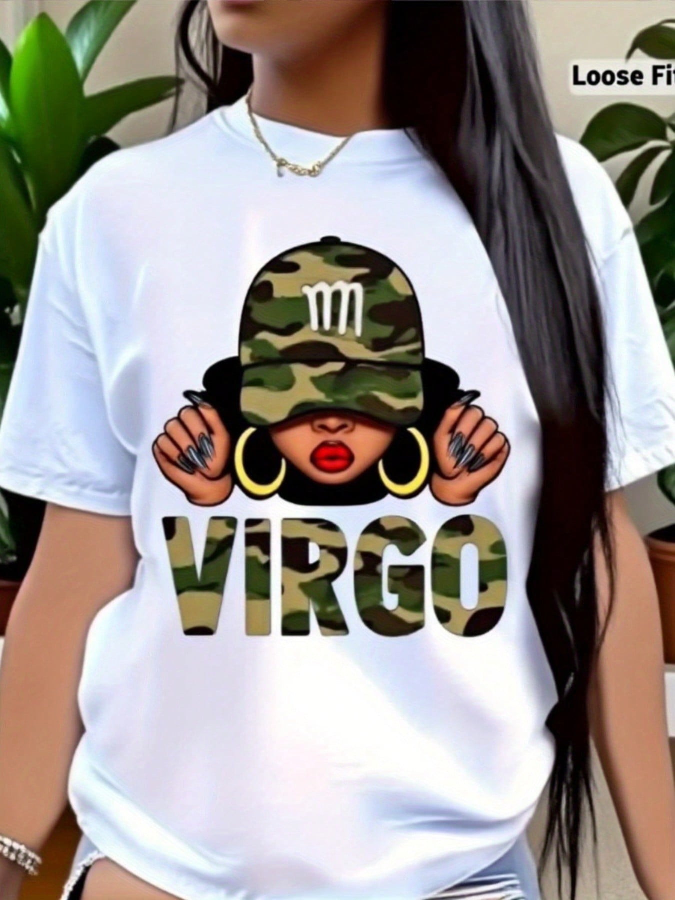 Women's Virgo Zodiac T-Shirt - White Oversized Short Sleeve Top With Virgo Symbol & Astrological Print, Soft Round Neck Casual Tee For Virgo Season Birthdays, Casual Attire & Gifts