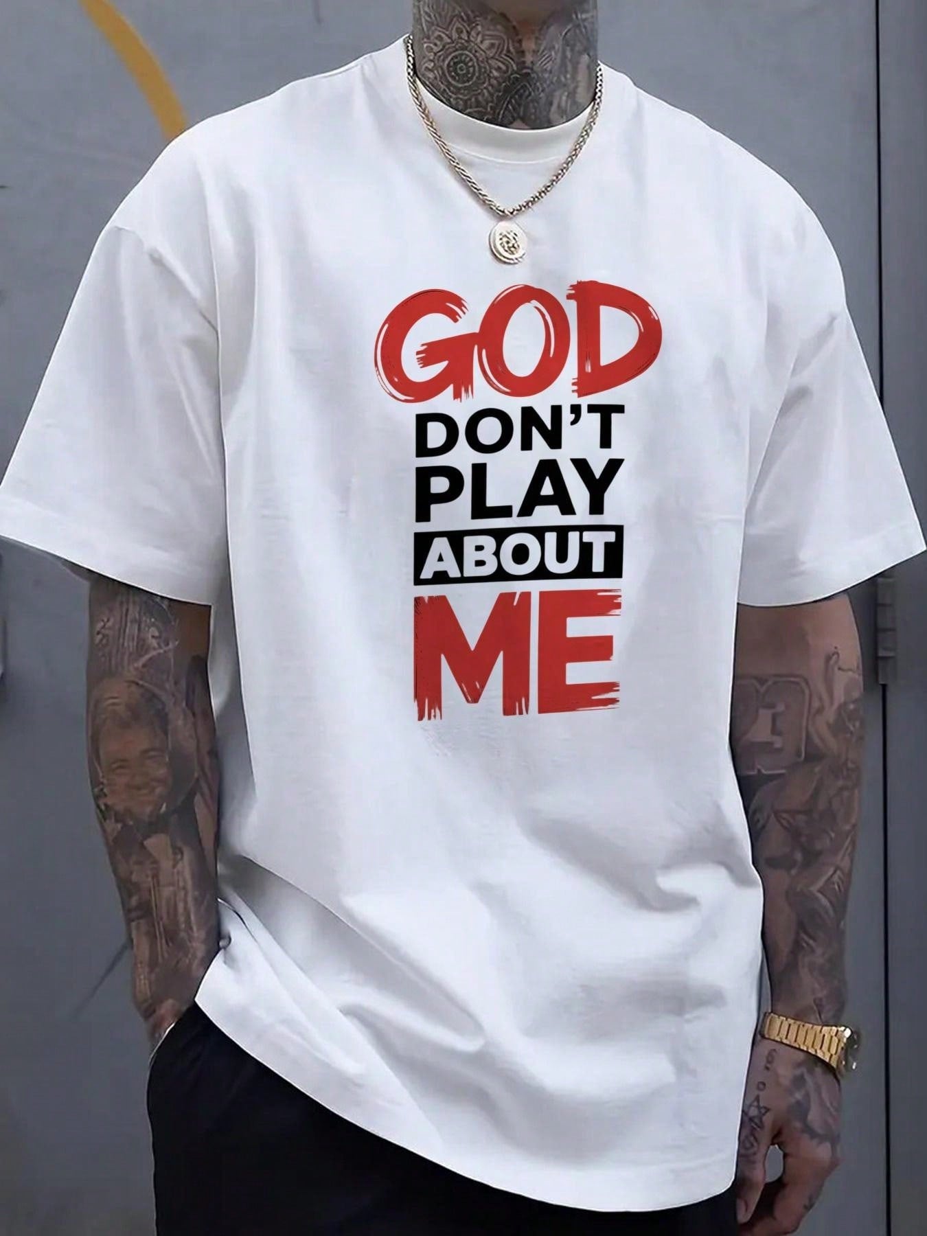 Men's Christian Graphic Tee Inspirational Faith Letter Print Casual Crew Neck Short Sleeve Religious T-Shirt for Everyday Wear