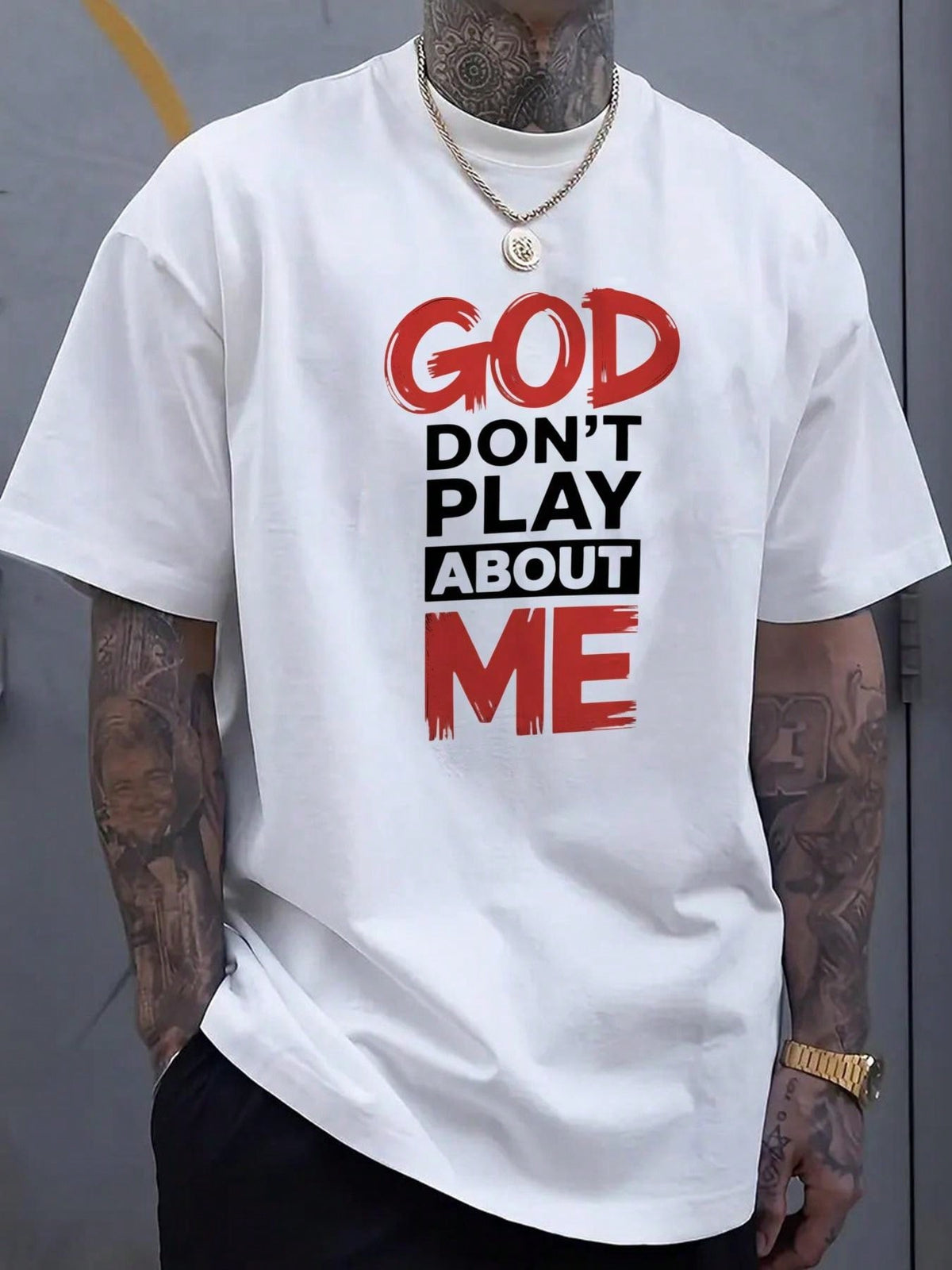 Men's Christian Graphic Tee Inspirational Faith Letter Print Casual Crew Neck Short Sleeve Religious T-Shirt for Everyday Wear