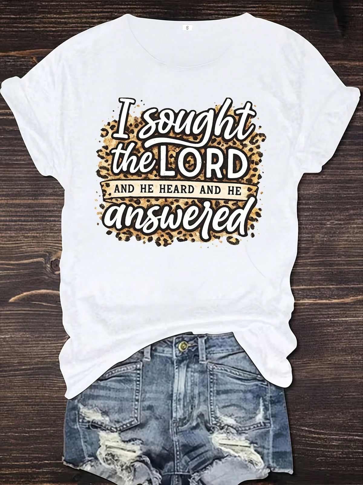 I Sought The Lord T-Shirt Leopard Print Bible Verse Tee Christian Women Gift