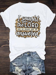 I Sought The Lord T-Shirt Leopard Print Bible Verse Tee Christian Women Gift