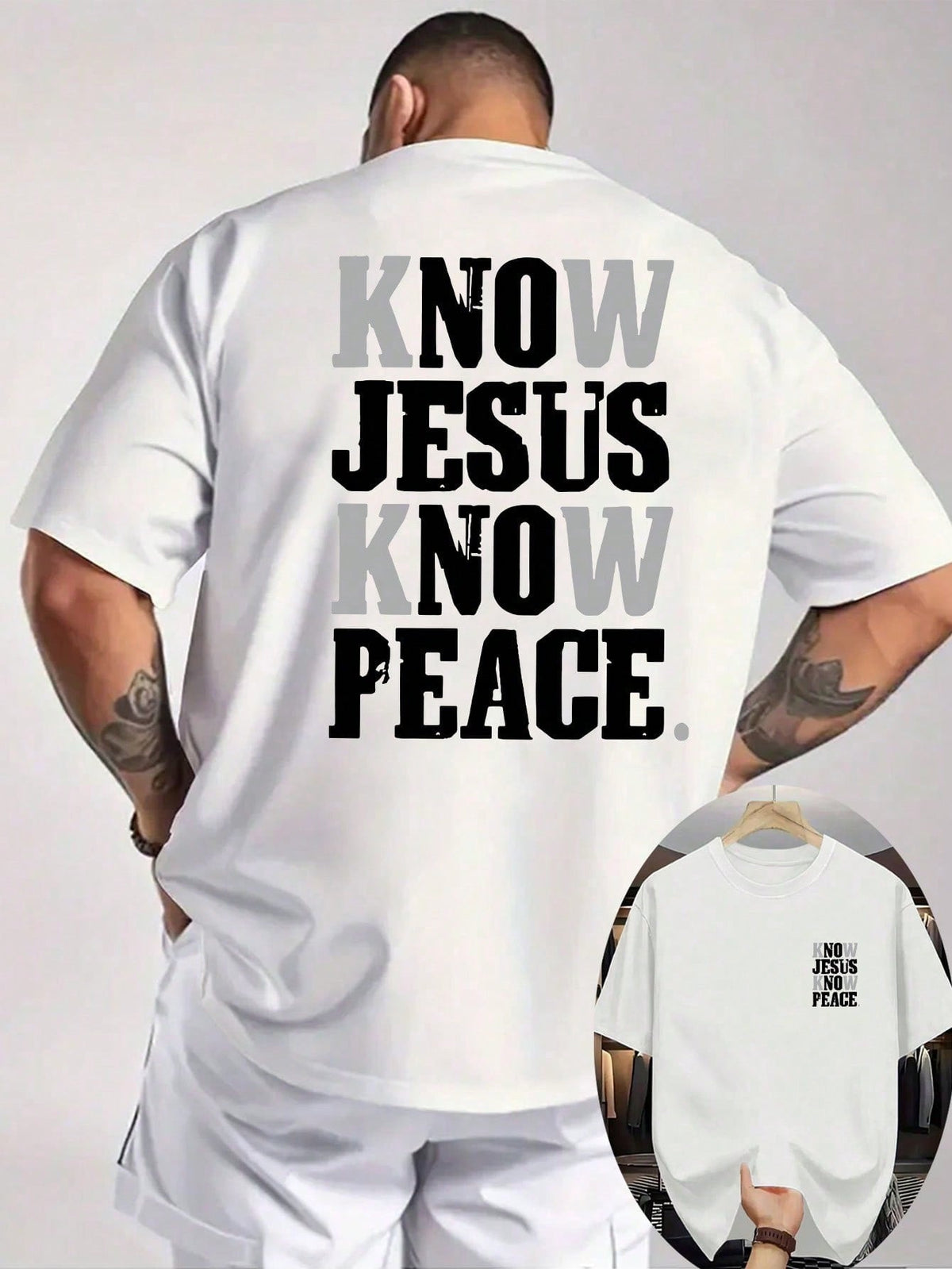 Men T-Shirt, Know Jesus Know Peace, Christian, Faith, Religious Slogan, Graphic Tee
