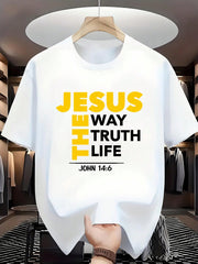 "The Way, The Truth, The Life" John 14:6 T-Shirt | Yellow Print 100% Cotton Crew Neck | Bold Faith Tee For Church & Casua