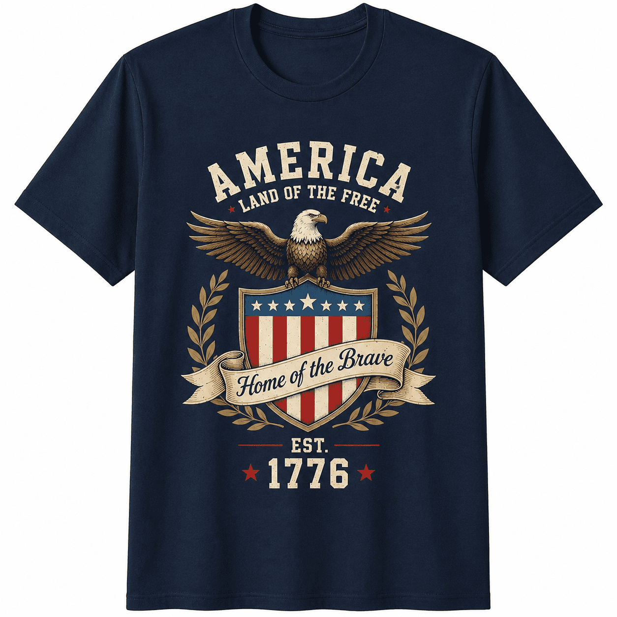 1776-2026 Patriotic Eagle Shield Graphic T-Shirt, American 250th Anniversary Celebration Tee for Men and Women