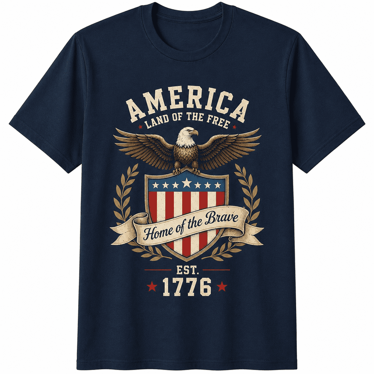 1776-2026 Patriotic Eagle Shield Graphic T-Shirt, American 250th Anniversary Celebration Tee for Men and Women