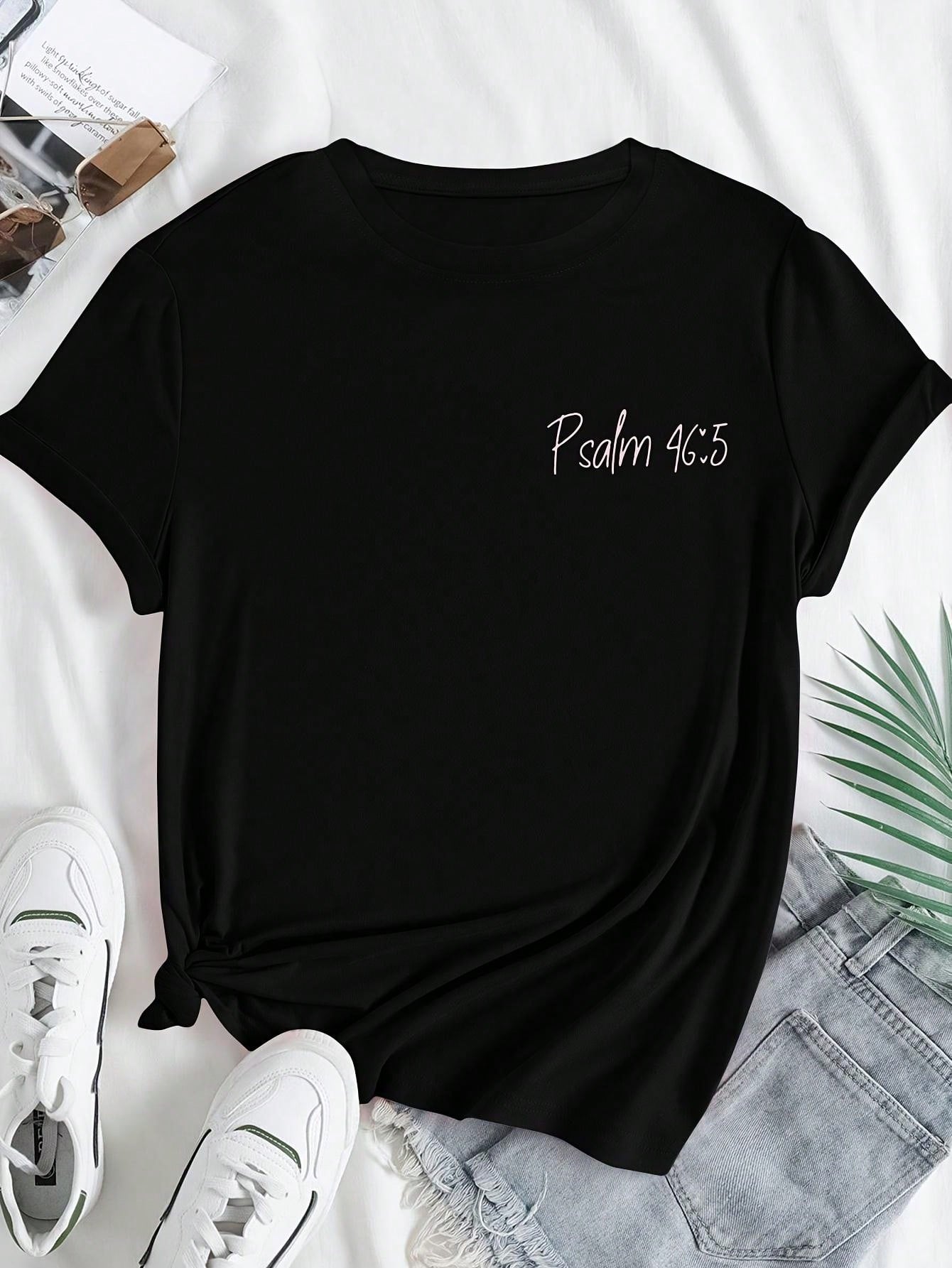 God Is Within Her She Will Not Fall T-Shirt Psalm 46:5 Coquette Bow Tee