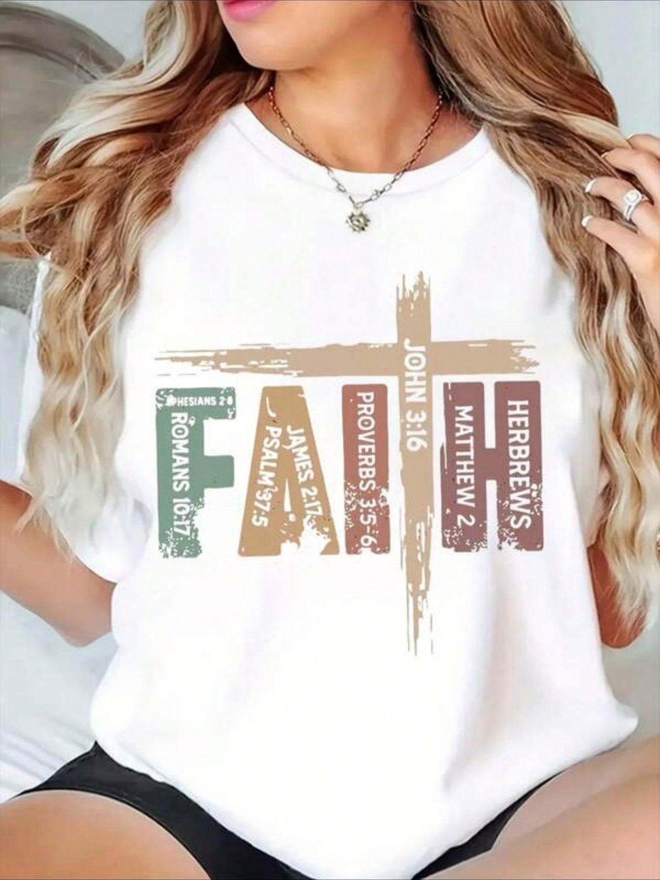 Faith Cross Bible Verse Christian Women's Shirt