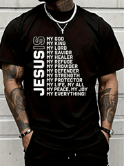 100% Cotton Jesus Is My God My King My Lord My Savior Christian-Shirt Graphic Tees Men Fashion Unisex-Shirt Graphic