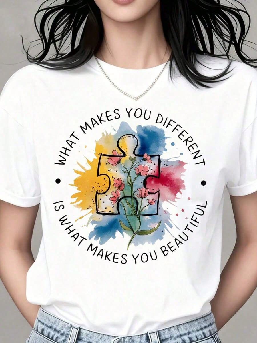 What Makes You Different Is Beautiful T-Shirt Autism Awareness Puzzle Tee