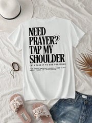 Need Prayer Tap My Shoulder T-Shirt Christian Faith Matthew 18:20 Tee