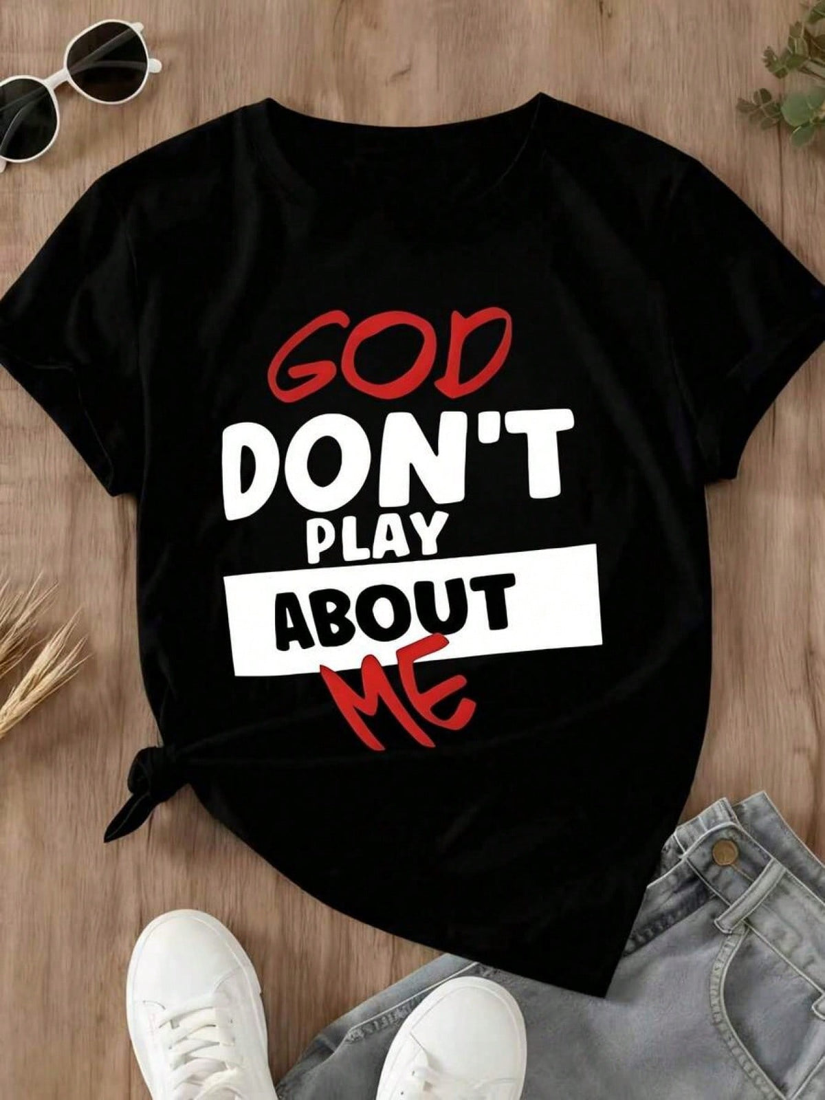 Women's T-Shirt, "God Doesn't Hurt Me,"