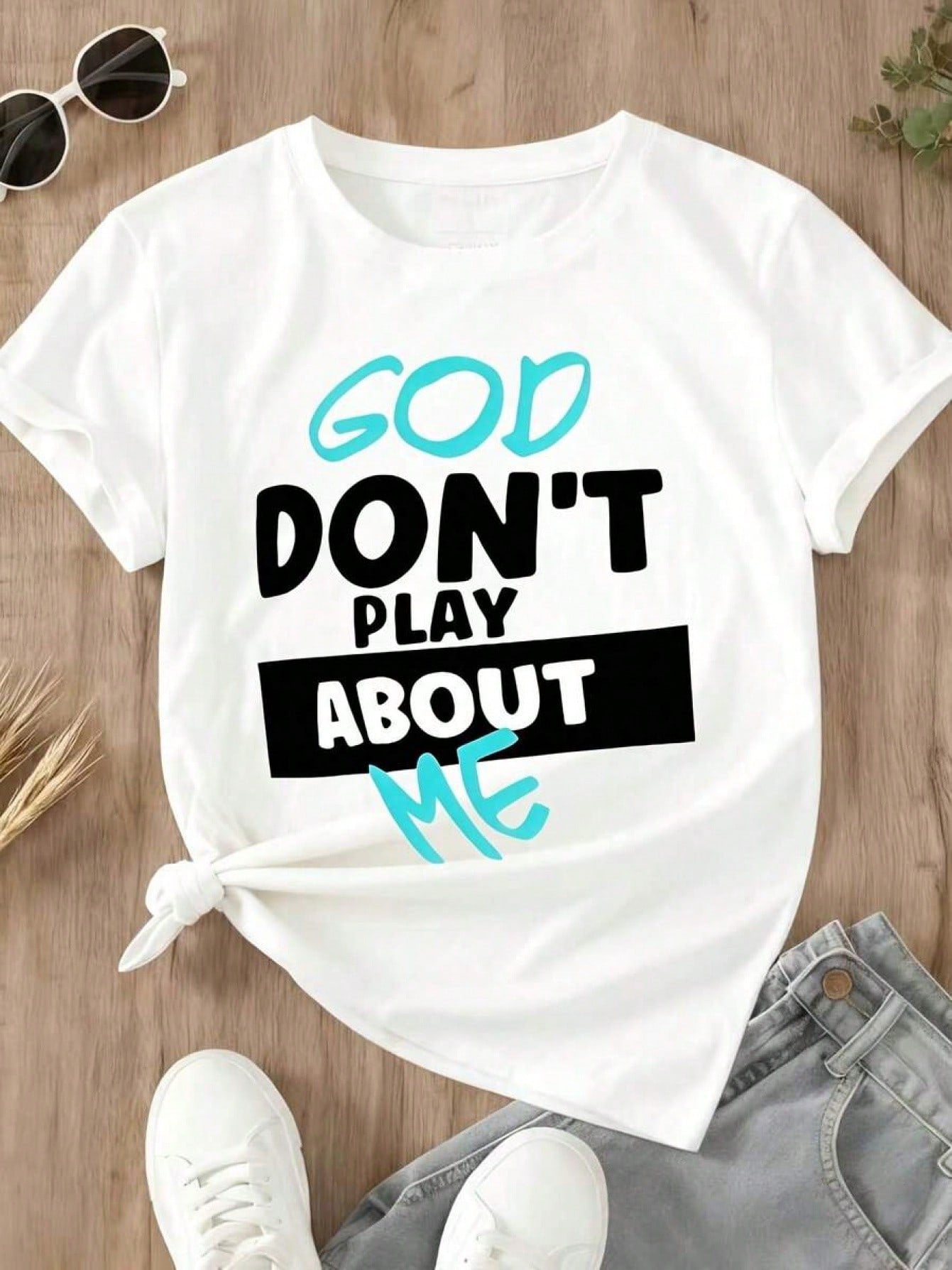 Women's T-Shirt, "God Doesn't Hurt Me,"
