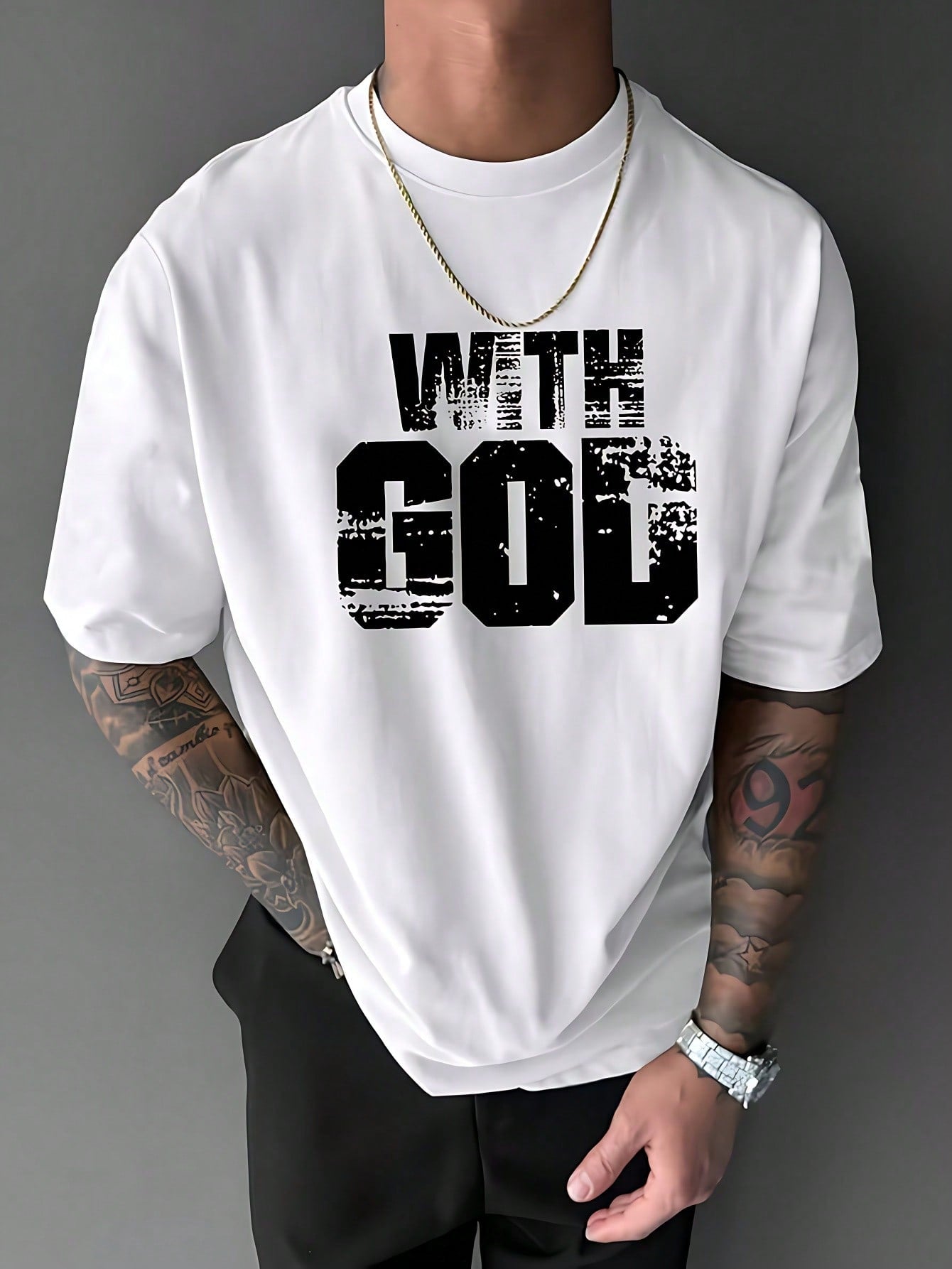 Men's "With God All Things Are Possible" Christian Graphic T-Shirt, Casual Faith Quote Tee