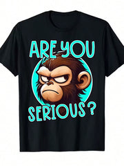 Men'S Funny Grumpy Monkey Meme T-Shirt - "Are You Serious?" Slogan With Angry Mo
