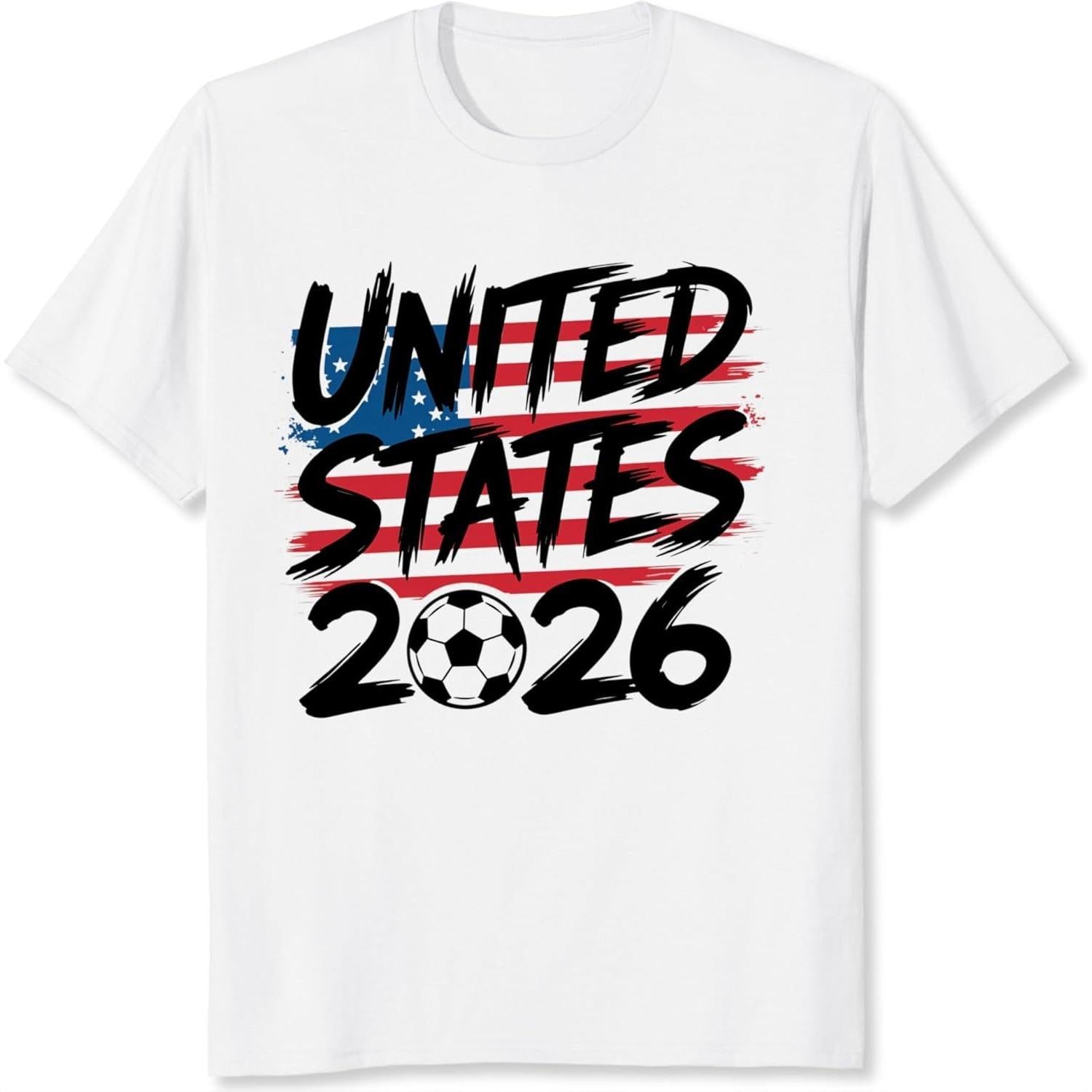 United States 2026 Soccer T-Shirt - USA Flag Graphic Tee for Fans, Unisex Patriotic Casual Top