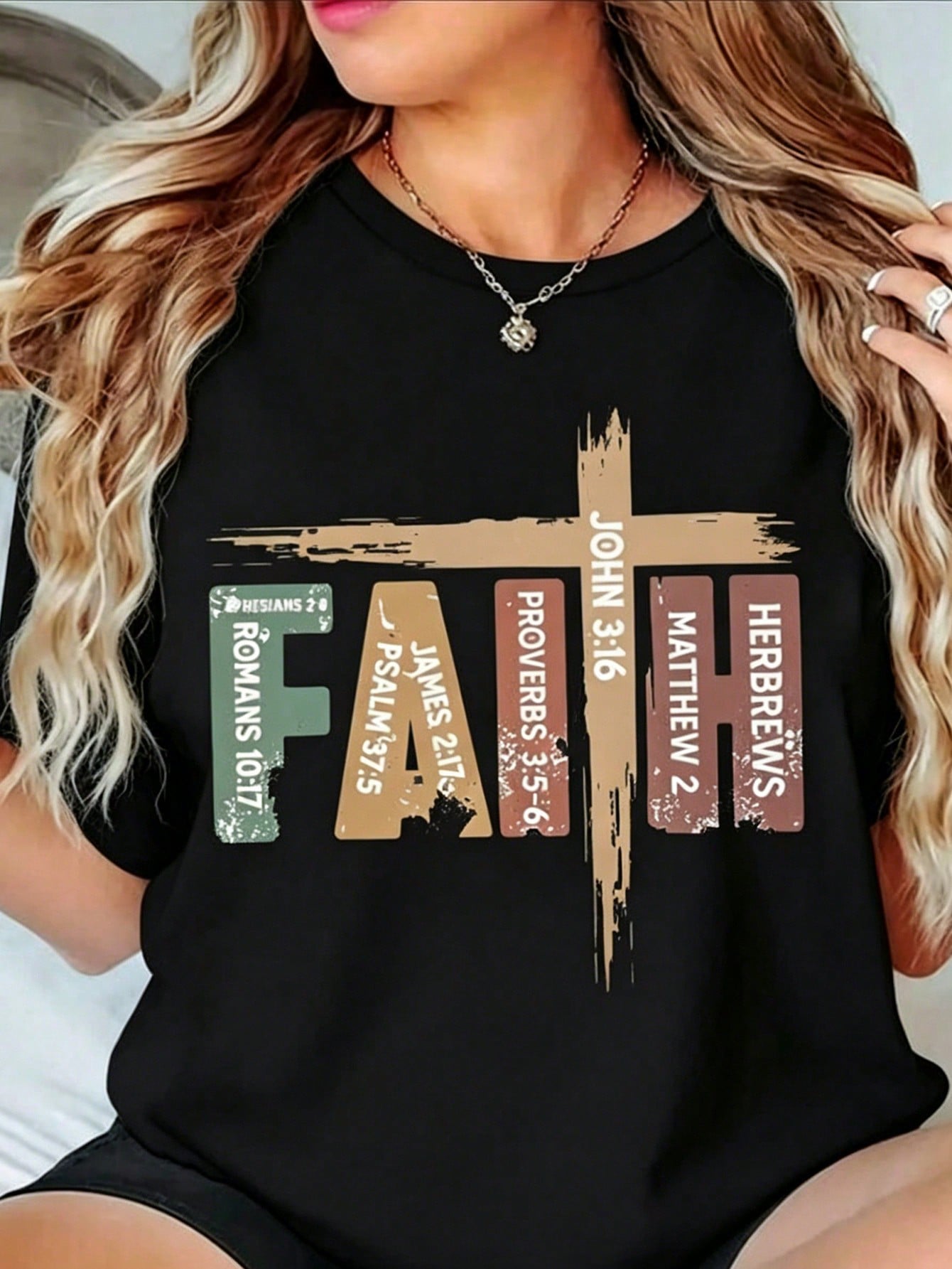 Faith Cross Bible Verse Christian Women's Shirt
