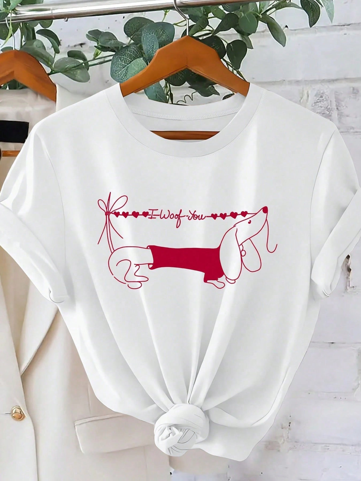 Dachshund Tee, Vintage Line Art, Crew Neck, Short Sleeve, All-Season Casual, Cute Dog Graphic, Party Daily
