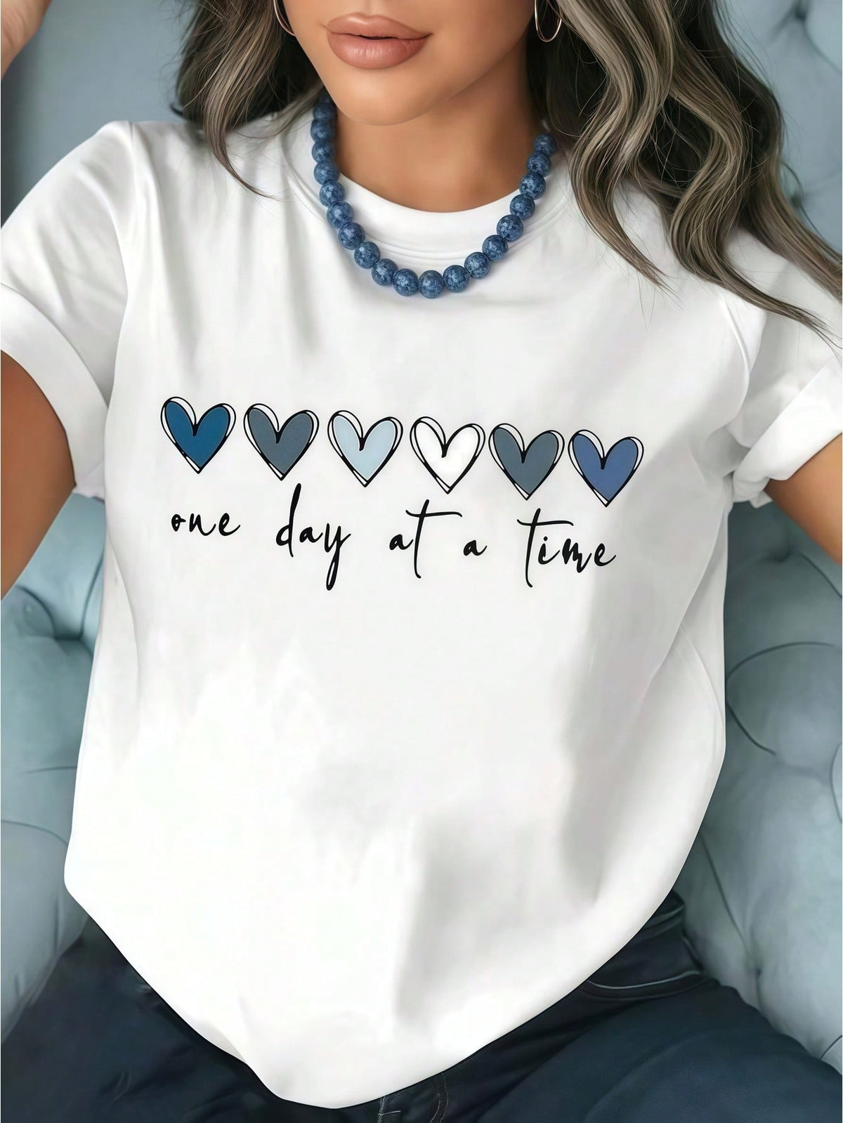 Valentine's Day Women's Clothing Heart Quote Print White TShirt, Shirts, White Top, Graphic Tees Women