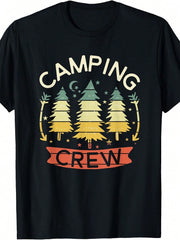 Funny Casual Crew Neck T-Shirt Camping Retro Family Camping Shirts Matching Group Gifts Lover Travel TShirt
