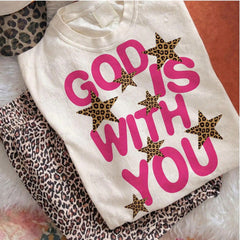 Women Vintage Leopard Star Graphic Short‑Sleeve T‑Shirt Casual Western Cowgirl Summer Crew Neck Tops，T-shirt with pattern