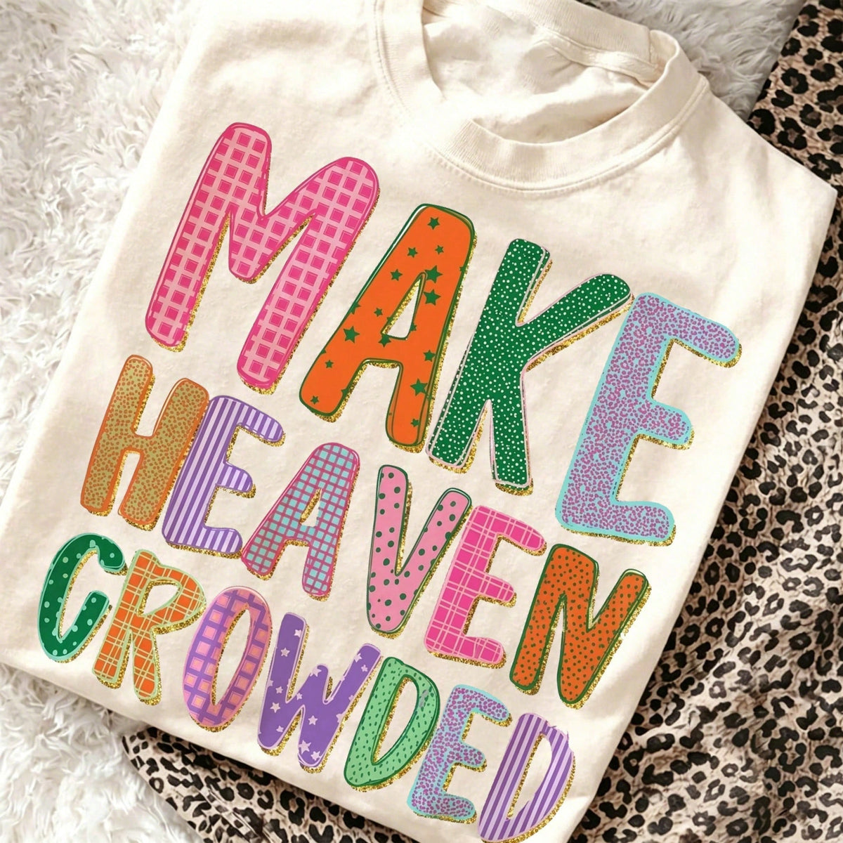 Make Heaven Crowded Christian Shirt Cute Preppy Graphic Tee Back To School Outfits Teacher Tops Summer Casual Western Clothes For Women