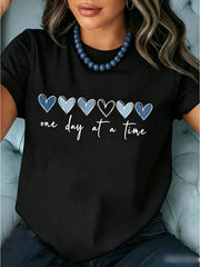 Valentine's Day Women's Clothing Heart Quote Print White TShirt, Shirts, White Top, Graphic Tees Women