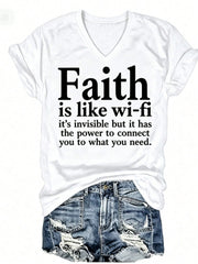 Faith Is Like Wi-Fi T-Shirt Christian Inspirational Quote Tee Believer Gift
