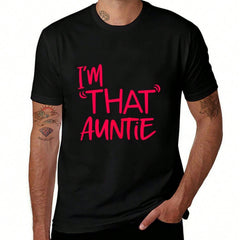 Women's Summer 100% Cotton Oversized "I'M THAT AUNTIE" Letter Print Short Sleeve T-Shirt