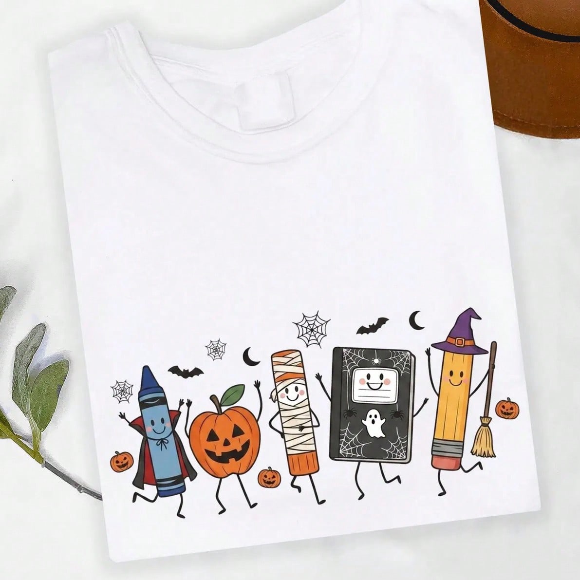 Halloween Teacher T-Shirt Cute School Supplies Witch Pencil Tee
