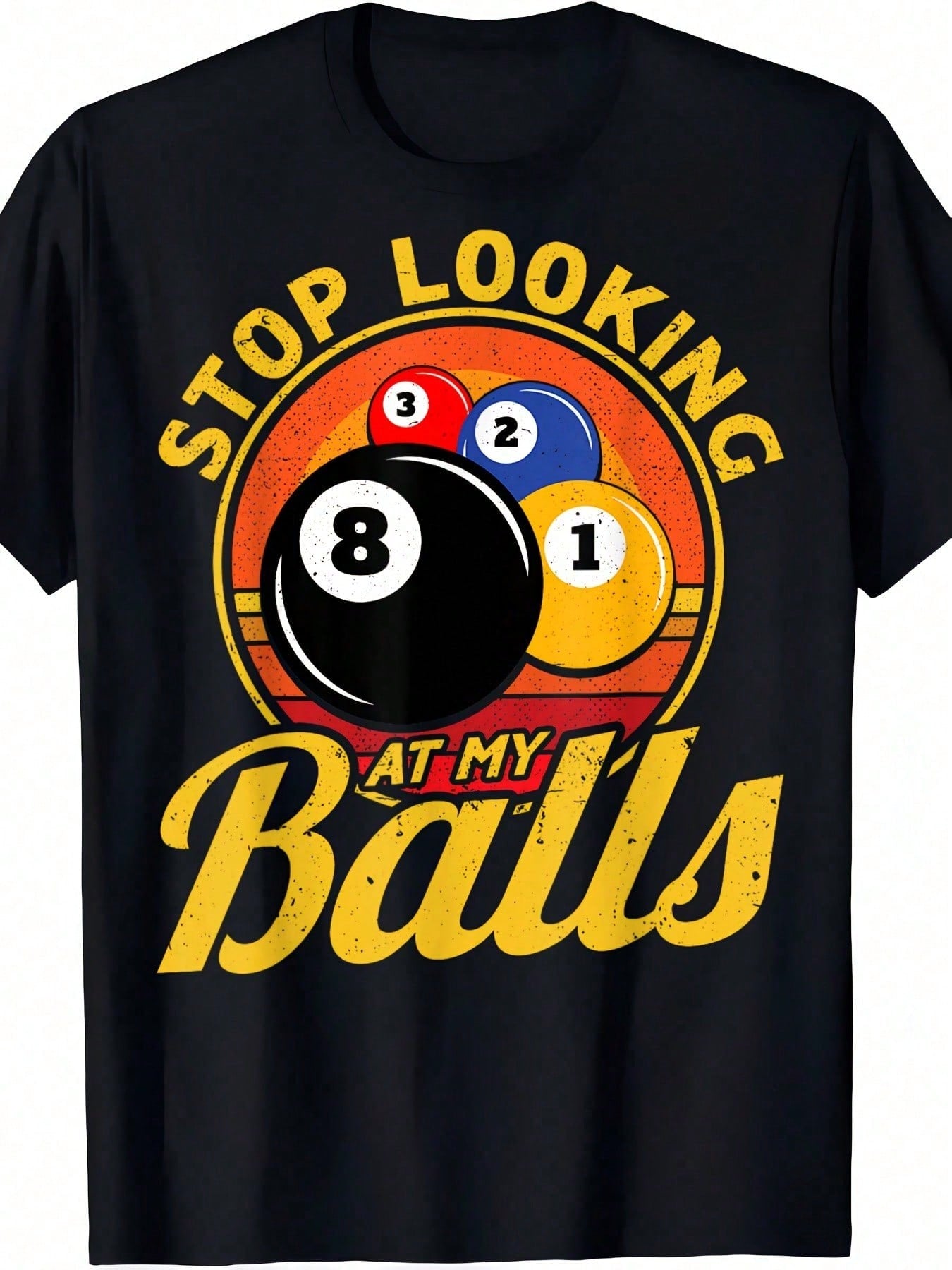 Funny Billiards-Shirt - Stop Looking At My Balls - Black Shirt - Men's Fun Party, A Must-Have Billiard Players And