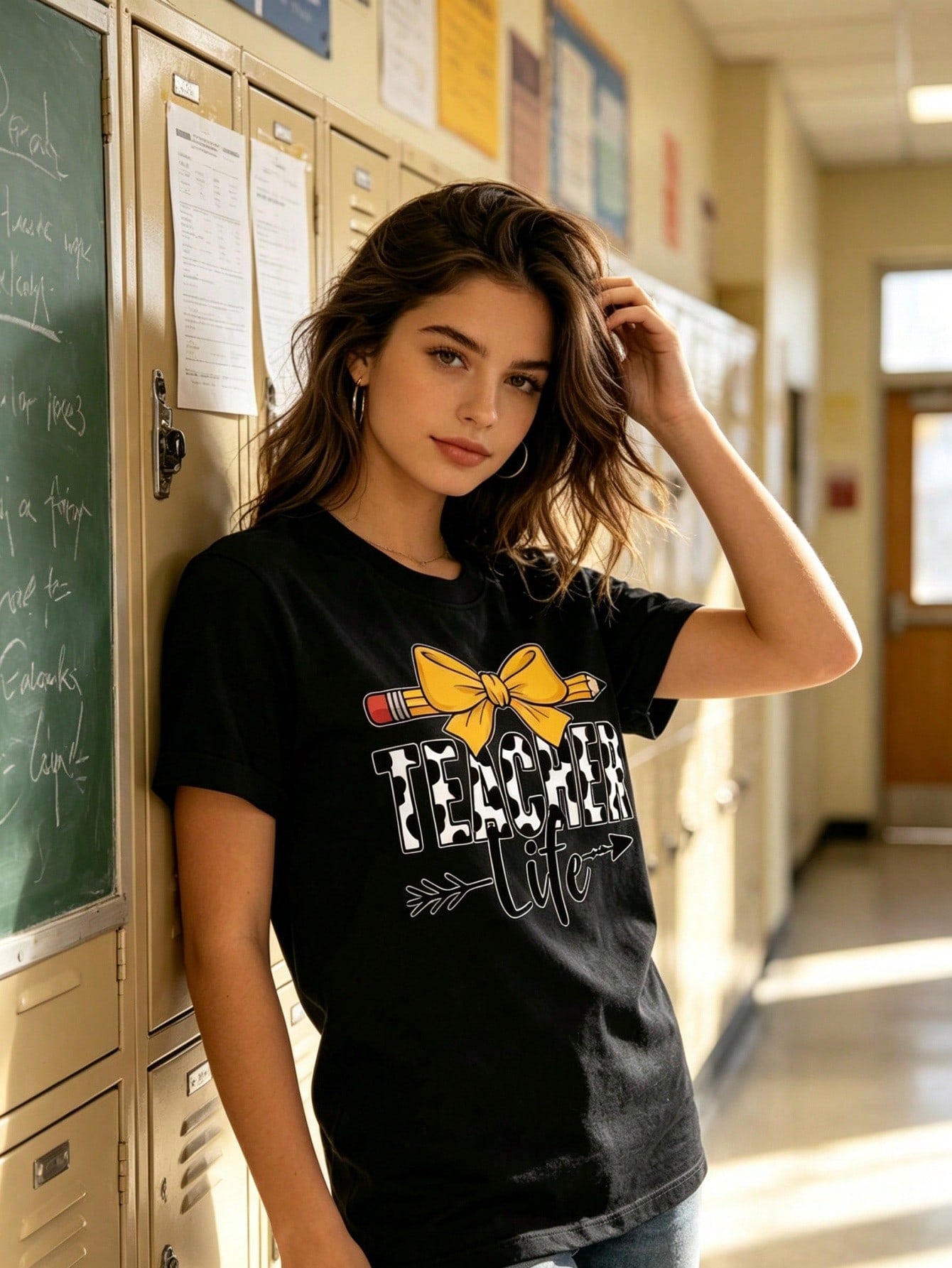 Teacher Life Shirt, Teacher Pencil Coquette Bow T-Shirt, Kindergarten Teacher Tee, Teacher School Crew Short Sleeve Shirts, Back To School Gift