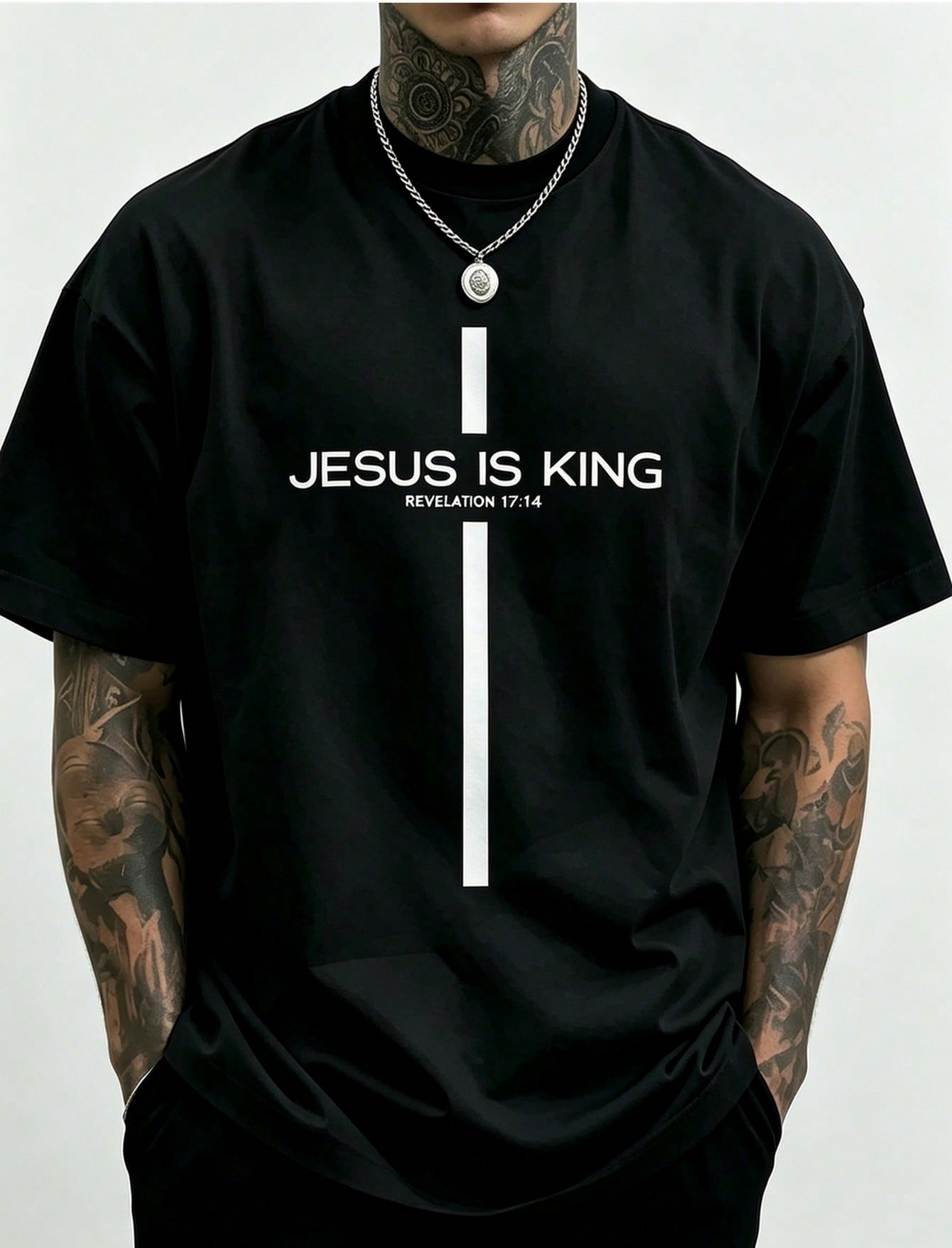 Man S' Cross Faith Text Print black TShirt Crew Neck Casual Cotton Tee Medium Stretch Knit Fabric Regular Fit For Boys Man