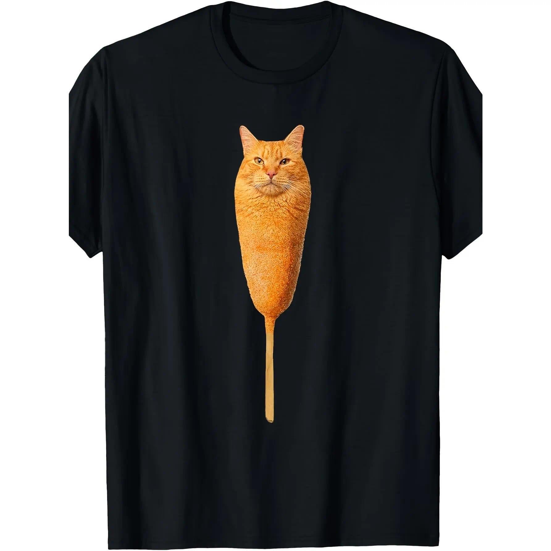 Corndog Cat Meme T Shirt Mens All Weather Comfortable Soft Short Sleeved Shirt Fun Short Sleeved Shirt