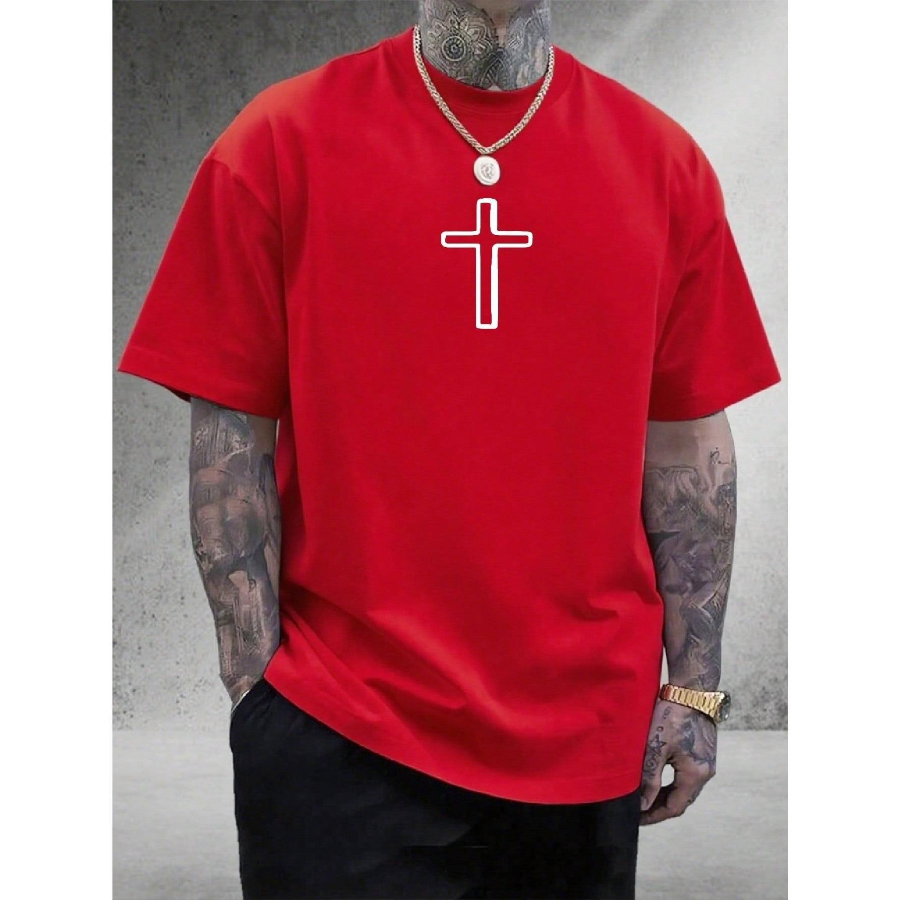 Men's Graphic T-Shirt Jesus Cross Faith Daily Wear 100% Cotton Unisex Gift Idea For Him Her Religious Apparel Spiritual Comfortable Fit Casual Style