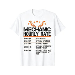 Summer t Shirts Funny Mechanic Hourly Rate Auto Repair Mechanic Labor Rates T-Shirt