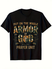 Whole Armor Of God Ephesians 6 11 Prayer Unit Christian Graphic Tee for Men Women, Bible Verse Short Sleeve T-Shirt, Casual Crew Neck Top for Church Gift