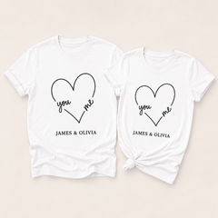 Personalized Couple T-Shirt Set Custom 2 Piece Matching Tees for Him and Her