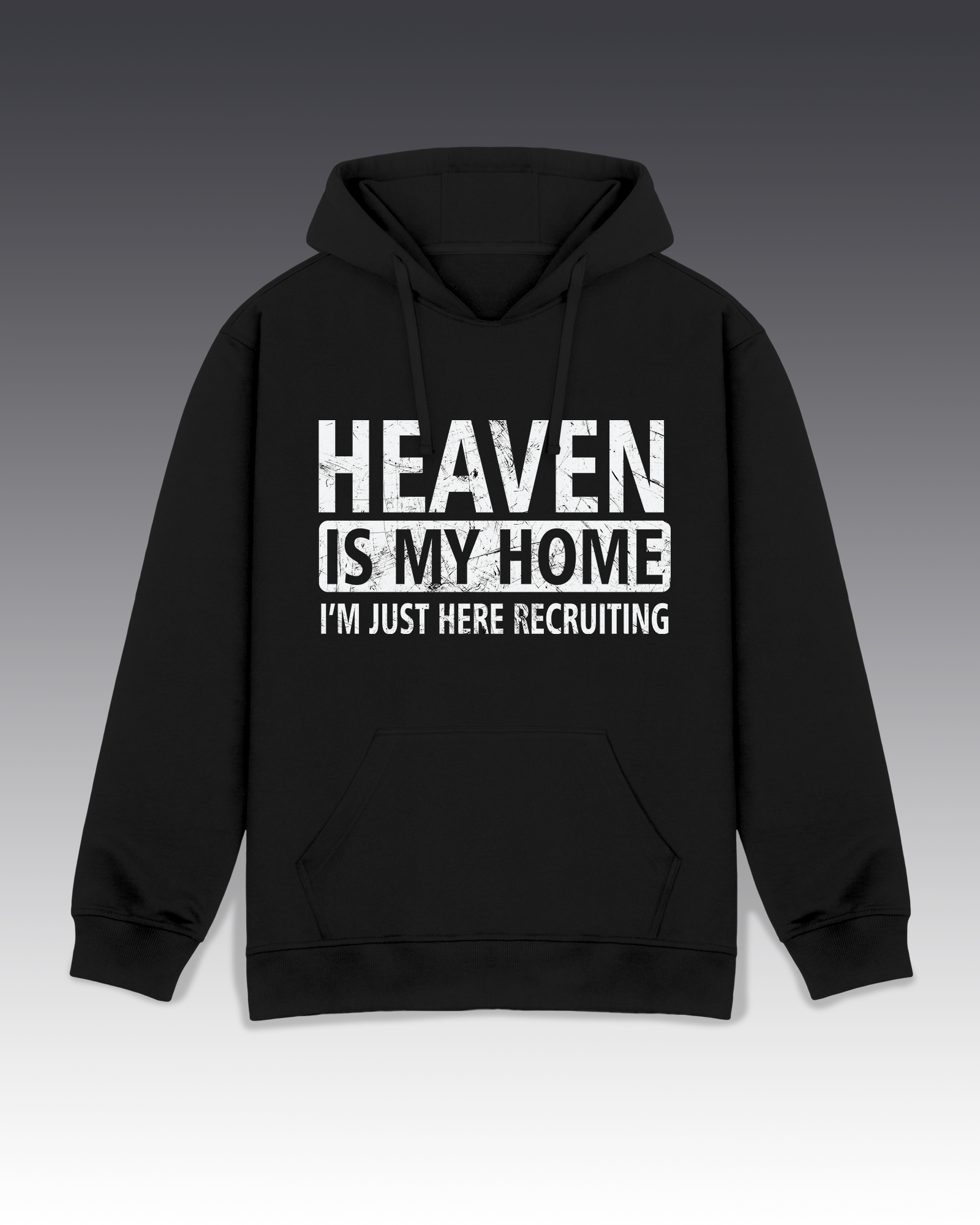 DIYANYONE Original "HEAVEN IS MY HOME" Hoodie - Heavyweight Cotton Blend Pullover, Faith Humor Recruiting Hoodies
